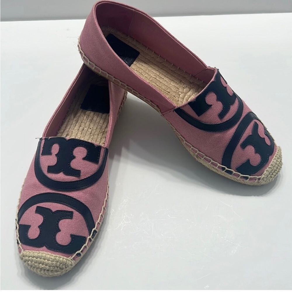 TORY BURCH Poppy Espadrille Blushing/Perfect Navy Size 8 NEW